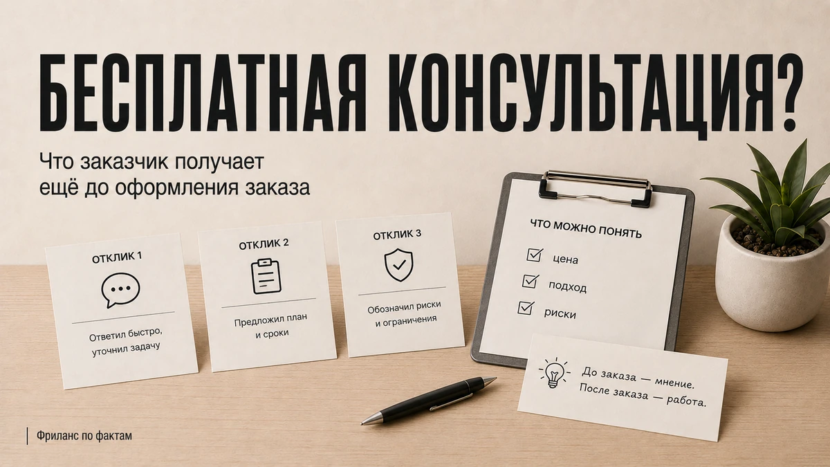 Бесплатная консультация? Что заказчик получает ещё до оформления заказа