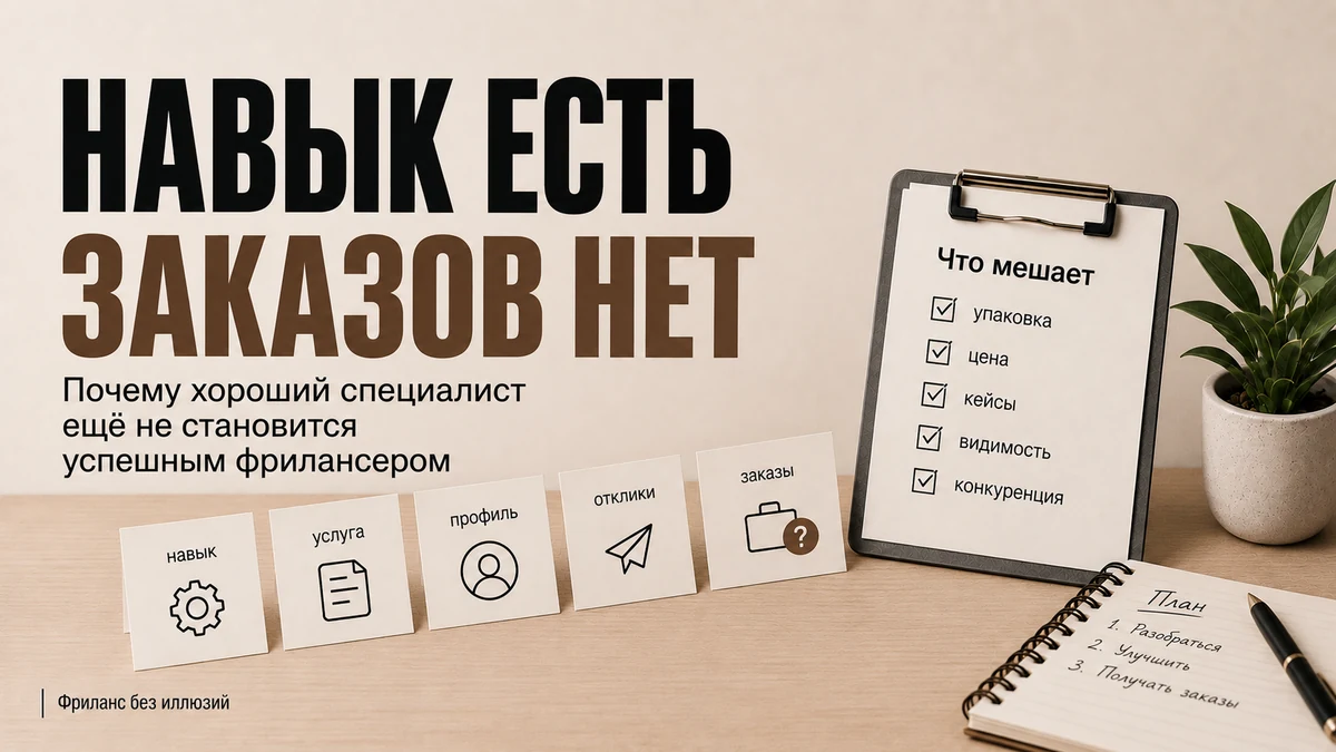 Навык есть. Заказов нет. Почему хороший специалист ещё не становится успешным фрилансером